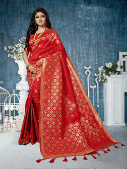 Red Colour Banarasi Silk Saree