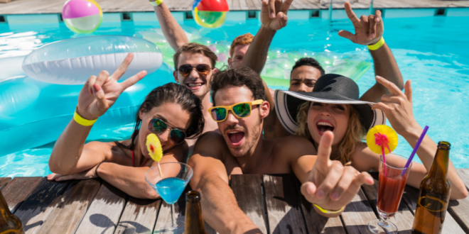 wendy takes a dipper by the pool b-
